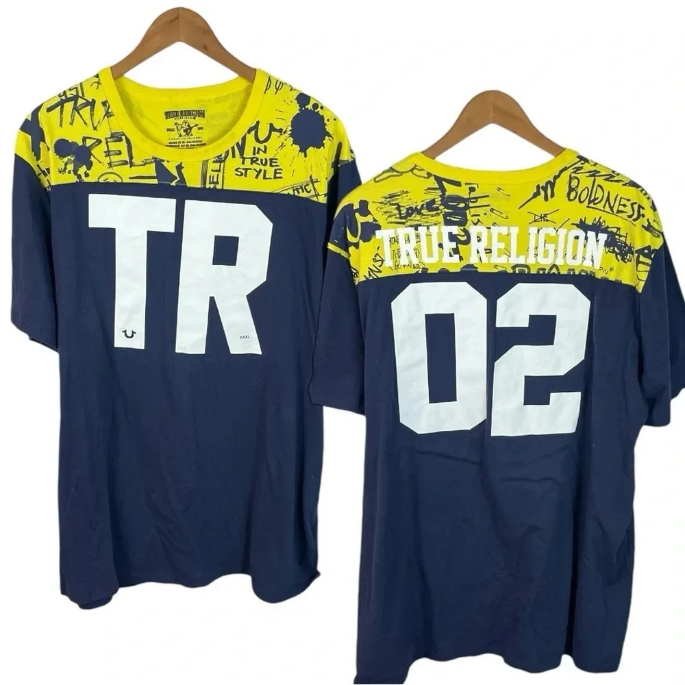 TS915 NWOT True Religion Brand Jeans Buddha AOP Print T Shirt XXXL